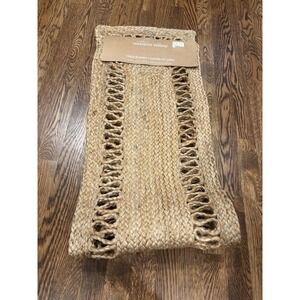 Madison Studio Rafia Table Runner NWT 14" X 60" Beige Summer